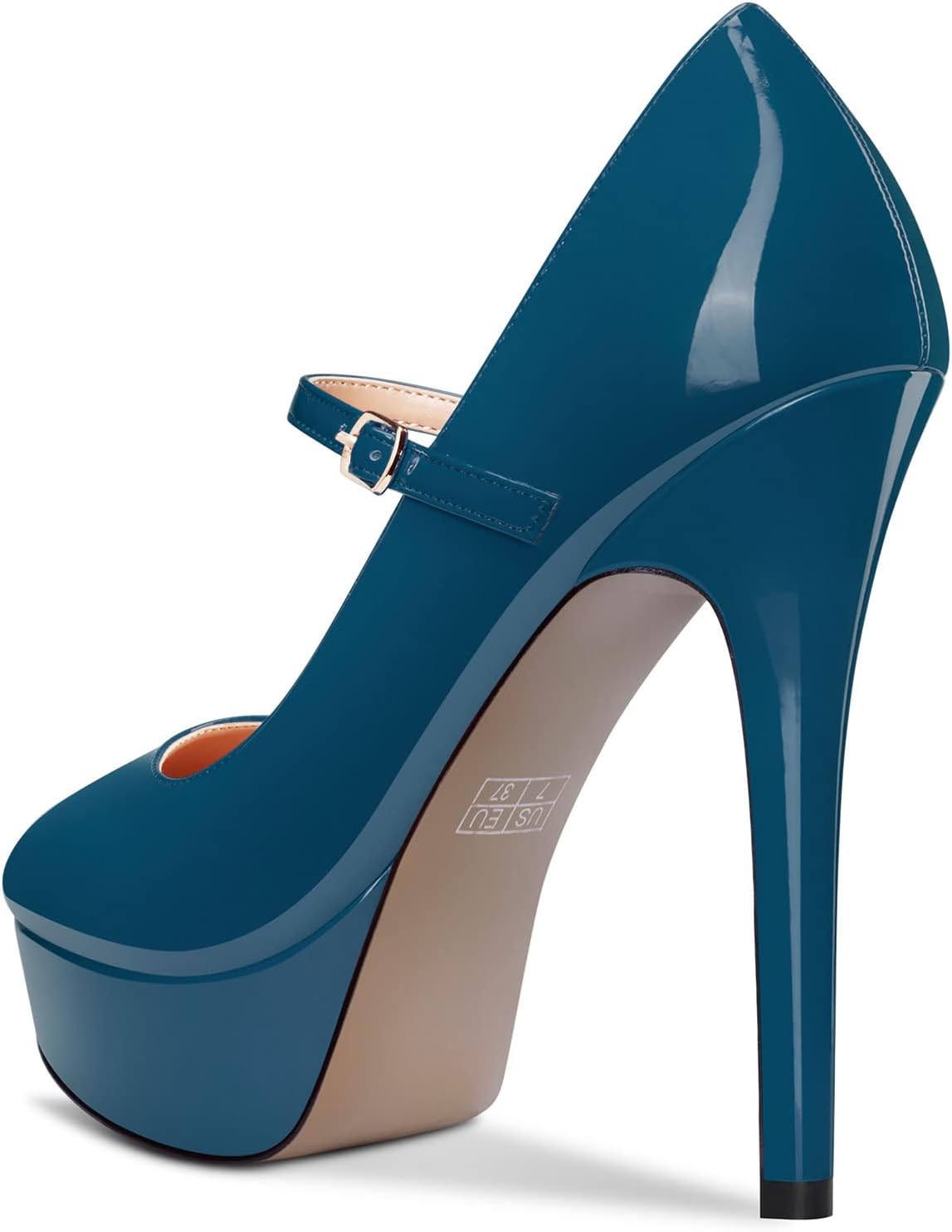 NobleOnly Women Stiletto High Heel Platform Round Toe Pumps Court Shoe Mary Jane Party Wedding Dress 13 CM Heels