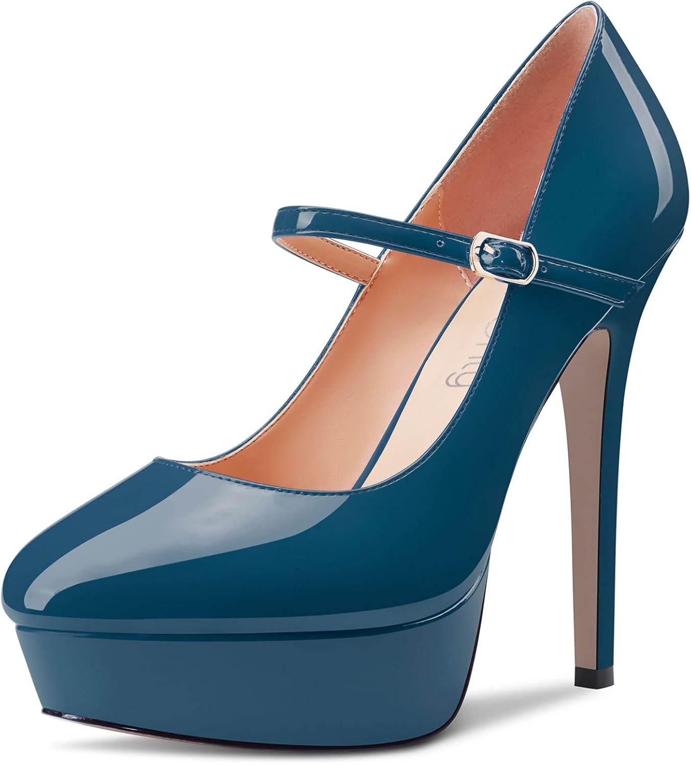 NobleOnly Women Stiletto High Heel Platform Round Toe Pumps Court Shoe Mary Jane Party Wedding Dress 13 CM Heels