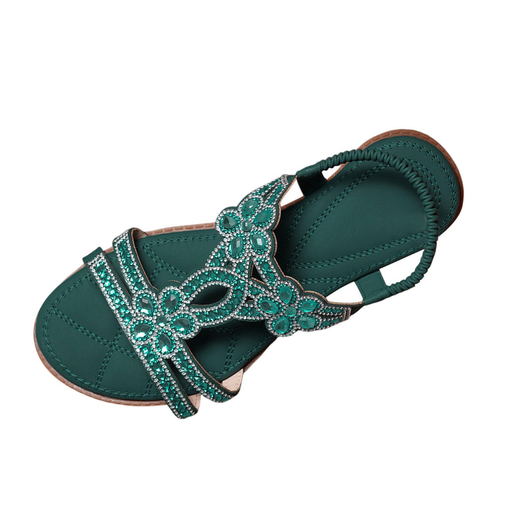 Generisch Wedge Heel Shoes Women Slingback Sandals with Elastic Ankle Strap Casual Bohemian Beach Shoes Women Shoes Wedge Heel Black