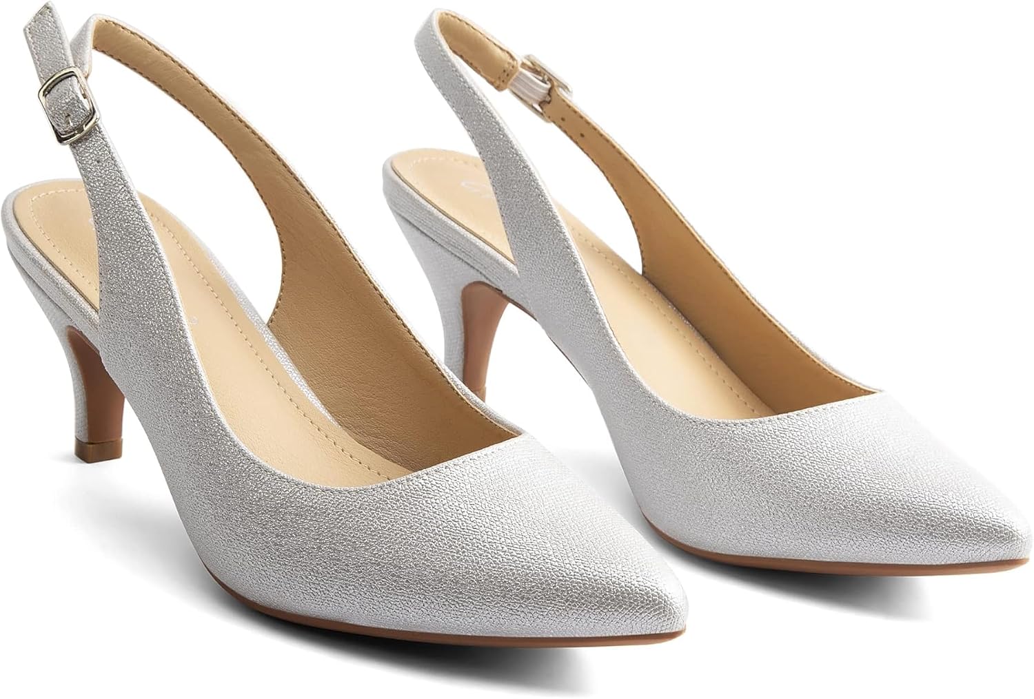 Greatonu Pointed Toe Sandals Slingback Kitten Heels Pointed Toe Pumps Ladies Shoes Heels Dressy Work Date Wedding Party