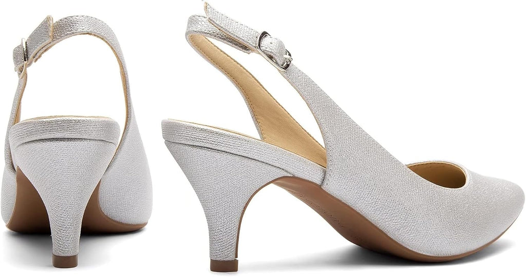 Greatonu Pointed Toe Sandals Slingback Kitten Heels Pointed Toe Pumps Ladies Shoes Heels Dressy Work Date Wedding Party